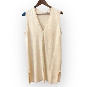 TSE Cream Sleeveless Button-Front Knit Vest